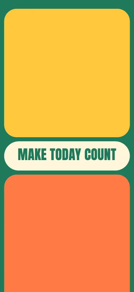 Segmented iPhone lock screen wallpaper with the words “make today count” in segmented color blocks